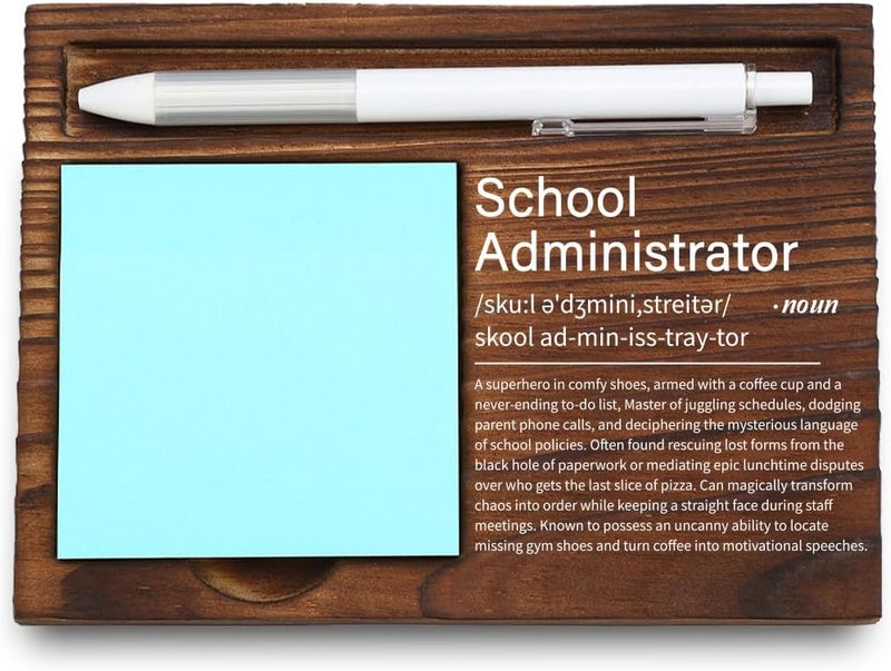 VYNWPDFLI School Administrator Gift – Funny Principal Desk Organizer, Office Motivational Decor, Wooden Sticky Note Holder,LQQ71 - Image 1